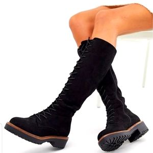 ASOS DESIGN Courtney chunky lace up knee high boot